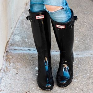 Hunter Black Gloss Rain Boots